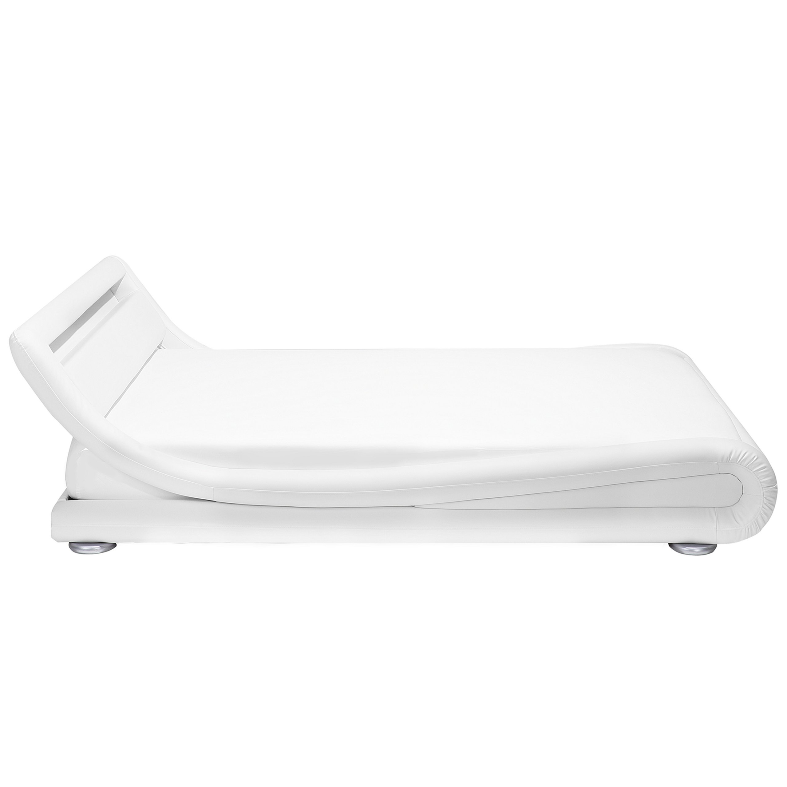 Letto a piattaforma con testiera imbottita in ecopelle bianca illuminata a LED 140 cm 6 Design a slitta doppia