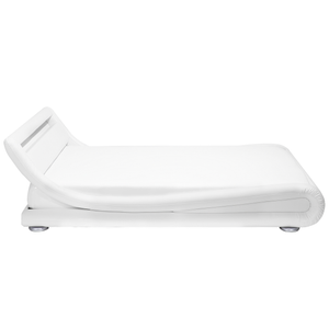 Letto a piattaforma con testiera imbottita in ecopelle bianca illuminata a LED 140 cm 6 Design a slitta doppia