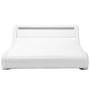 Struttura del letto con piattaforma bianca imbottita in ecopelle testiera illuminata a LED da 180 cm