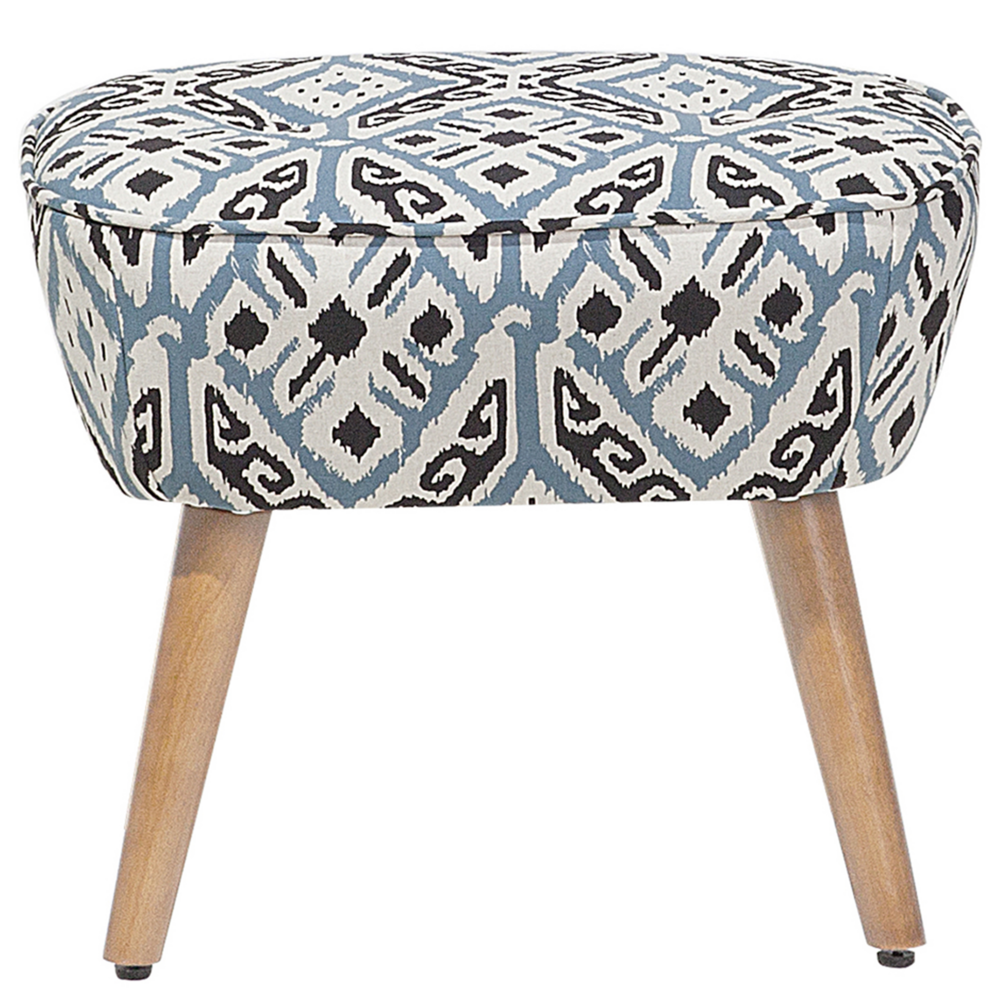 Poltrona Rivestimento in tessuto Multicolore Poggiapiedi Gambe in legno Motivo Retro Boho Soggiorno