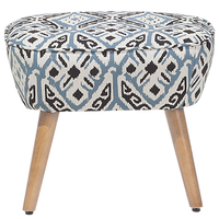 Poltrona Rivestimento in tessuto Multicolore Poggiapiedi Gambe in legno Motivo Retro Boho Soggiorno