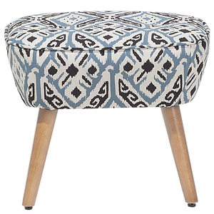 Poltrona Rivestimento in tessuto Multicolore Poggiapiedi Gambe in legno Motivo Retro Boho Soggiorno