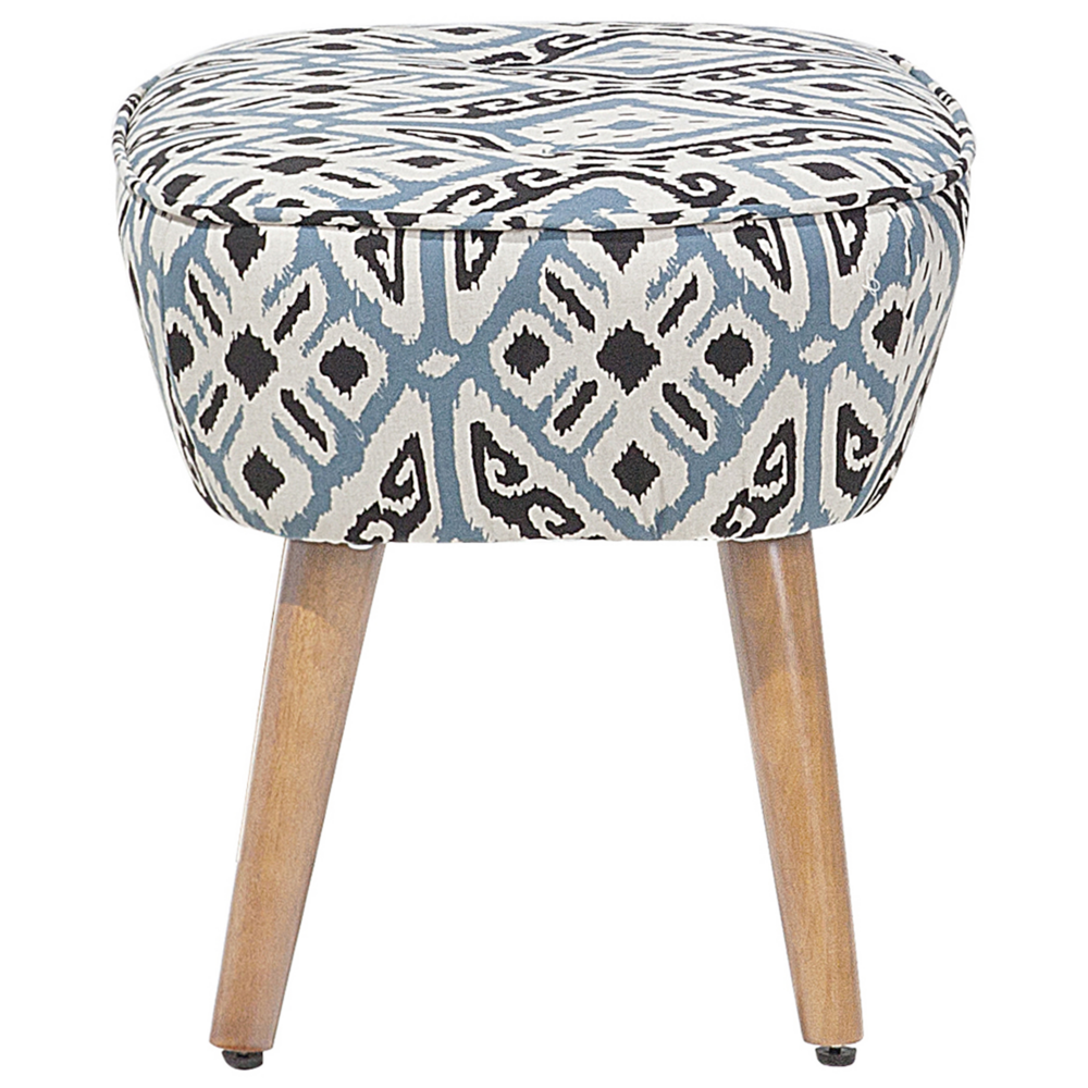 Poltrona Rivestimento in tessuto Multicolore Poggiapiedi Gambe in legno Motivo Retro Boho Soggiorno