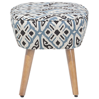 Poltrona Rivestimento in tessuto Multicolore Poggiapiedi Gambe in legno Motivo Retro Boho Soggiorno