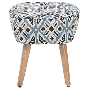 Poltrona Rivestimento in tessuto Multicolore Poggiapiedi Gambe in legno Motivo Retro Boho Soggiorno