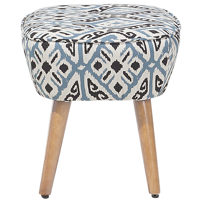 Poltrona Rivestimento in tessuto Multicolore Poggiapiedi Gambe in legno Motivo Retro Boho Soggiorno