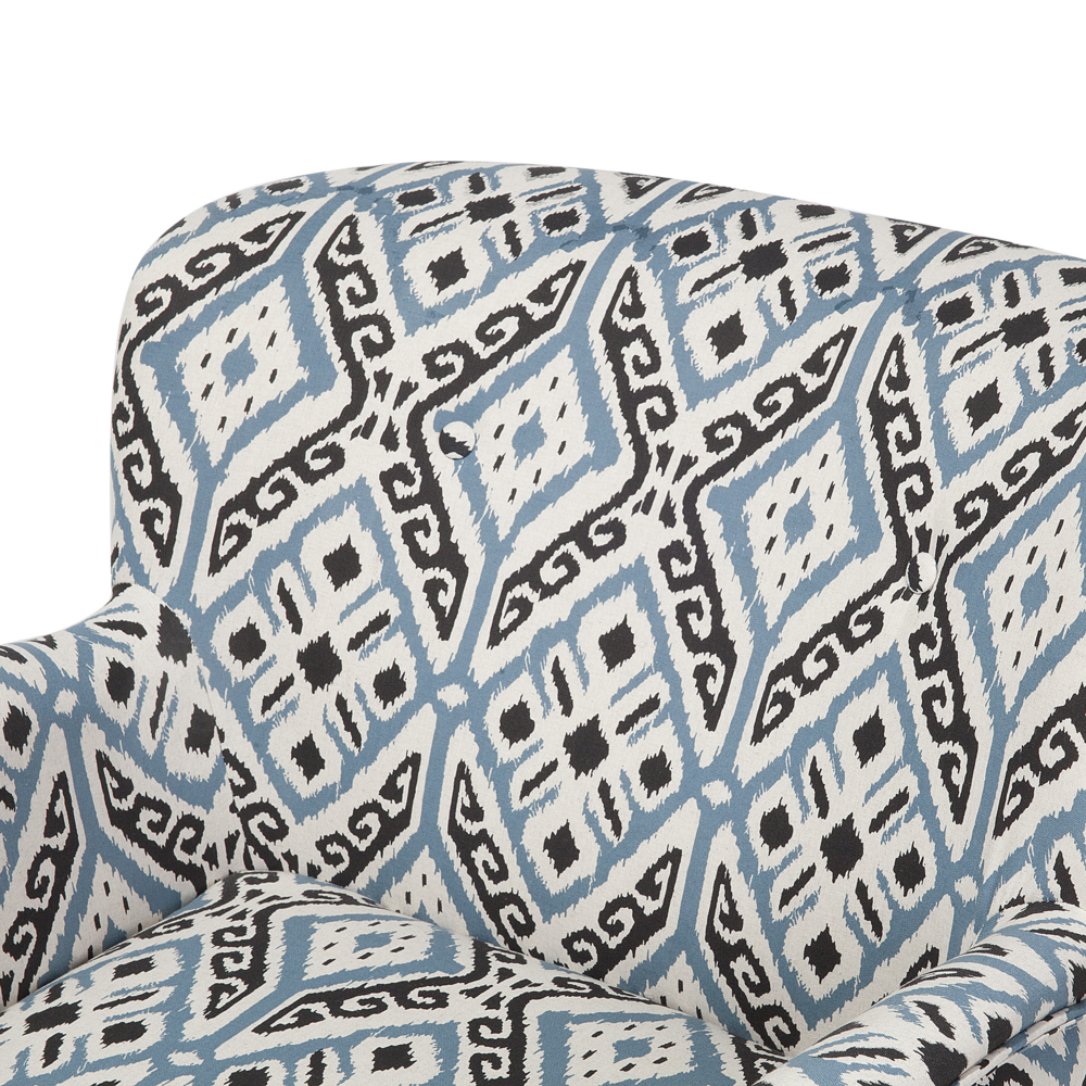 Poltrona Rivestimento in tessuto Multicolore Poggiapiedi Gambe in legno Motivo Retro Boho Soggiorno