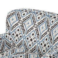 Poltrona Rivestimento in tessuto Multicolore Poggiapiedi Gambe in legno Motivo Retro Boho Soggiorno