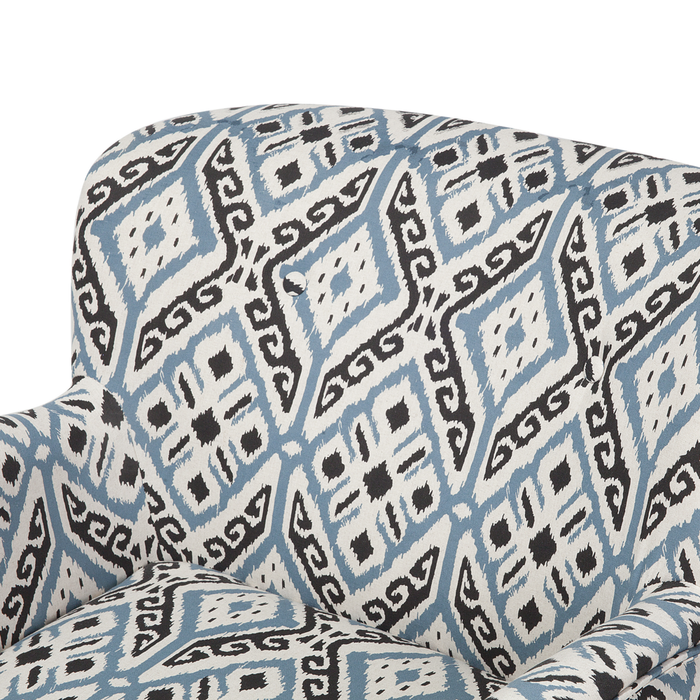 Poltrona Rivestimento in tessuto Multicolore Poggiapiedi Gambe in legno Motivo Retro Boho Soggiorno