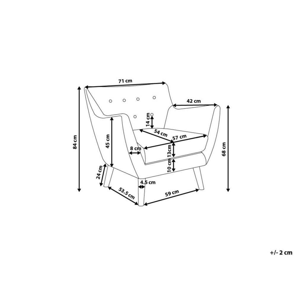 Poltrona Tessuto Rosa Bottone Schienale Gambe Legno Gomma Moderna
