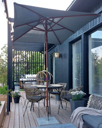 Ombrellone da giardino in tessuto grigio legno di betulla 244 cm resistente agli agenti atmosferici