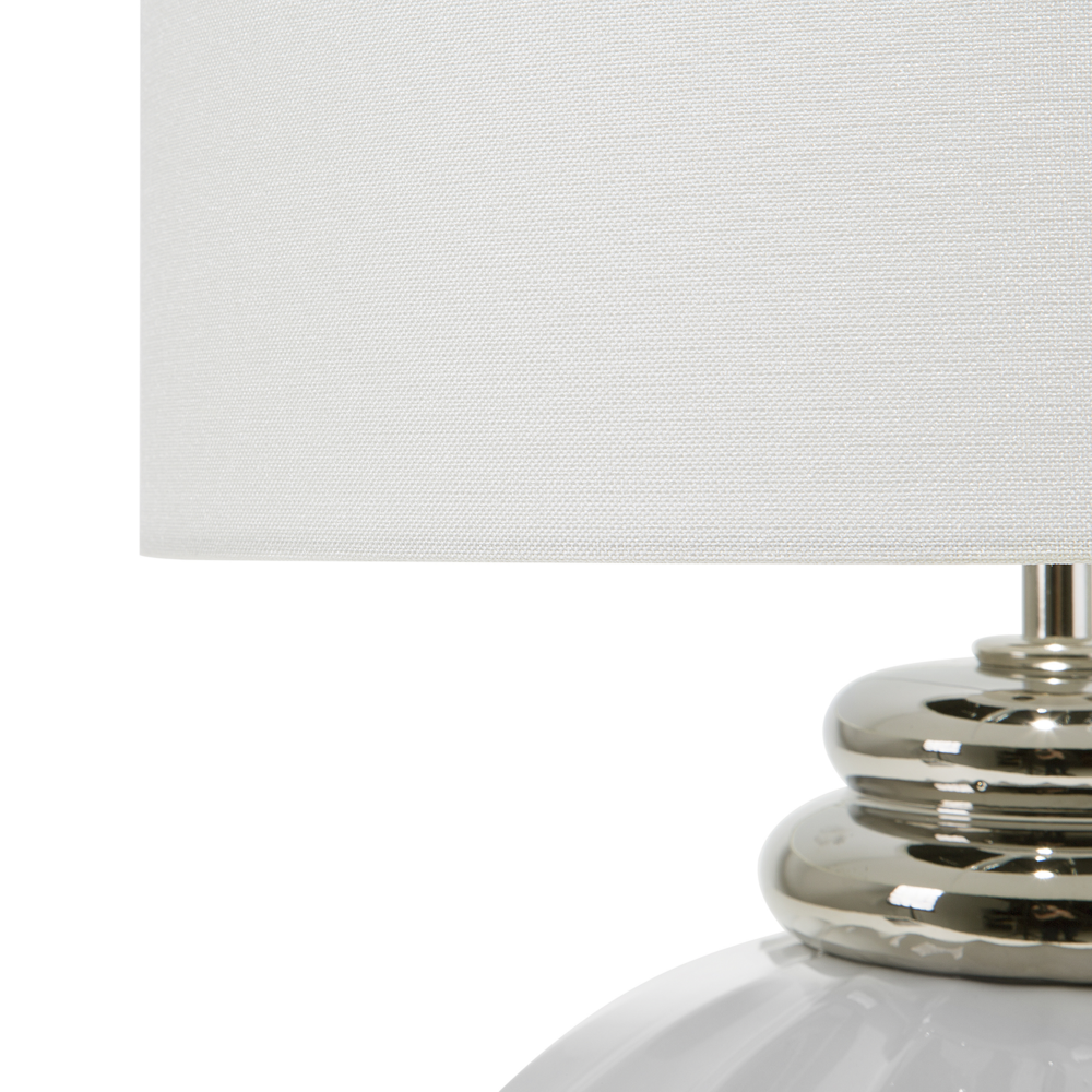 Lampada da Tavolo Lampada da Comodino Base in Ceramica bianco sporco Tamburo paralume in policotone Paralume Rotondo