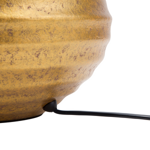 Lampada da Tavolo in Ceramica dorato 42H cm Nero Paralume paralume in policotone Base a Coste Moderna