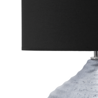 Lampada da Tavolo Argento Ceramica 42H cm Nero Policotone Paralume Base a Costine Moderna