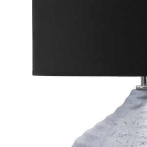 Lampada da Tavolo Argento Ceramica 42H cm Nero Policotone Paralume Base a Costine Moderna