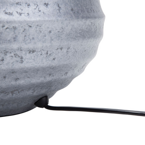 Lampada da Tavolo Argento Ceramica 42H cm Nero Policotone Paralume Base a Costine Moderna