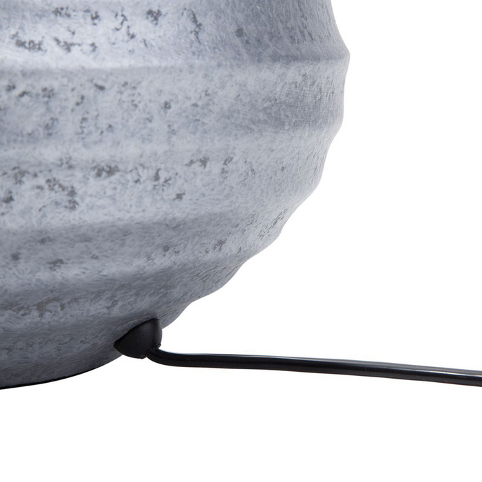 Lampada da Tavolo Argento Ceramica 42H cm Nero Policotone Paralume Base a Costine Moderna