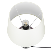 Lampada da Tavolo Comodino Base in Ceramica Viola Chiaro Paralume Impero Rotondo paralume in policotone Bianco