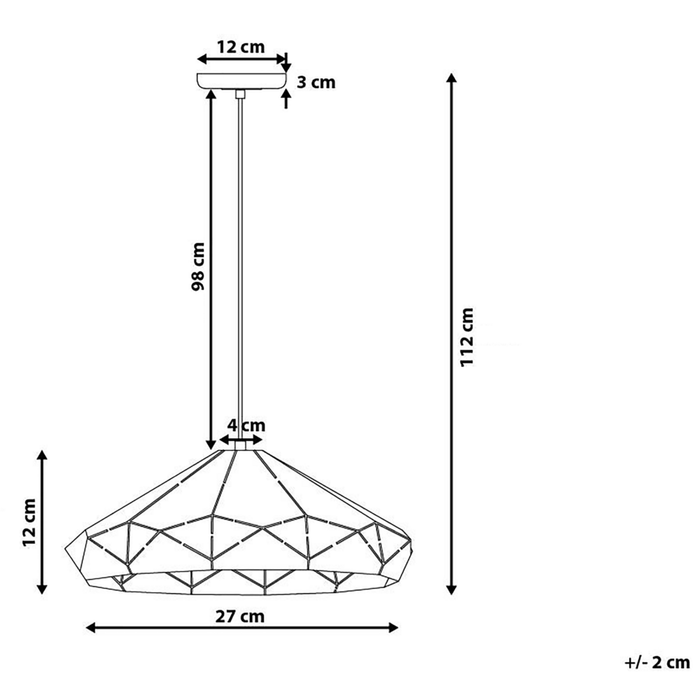 Lampada da Soffitto in Metallo Bianco da 112 cm a Sospensione con Paralume Geometrico Saldato Industrial