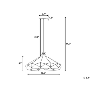 Lampada da Soffitto in Metallo Nero 112 cm Sospensione Saldata Geometrica Paralume Industriale