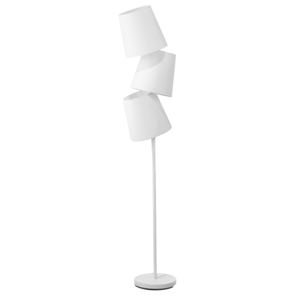 Lampada da Terra Bianco sporco in Tessuto e Metallo 164 cm 3 Luci Orientabile Moderna
