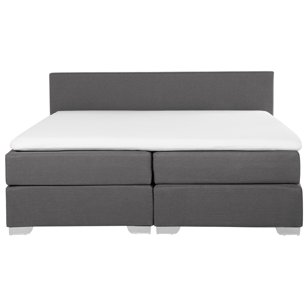 Letto Boxspring in Tessuto Grigio con Materasso a Molle 180 x 200 cm