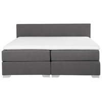 Letto Boxspring in Tessuto Grigio con Materasso a Molle 180 x 200 cm