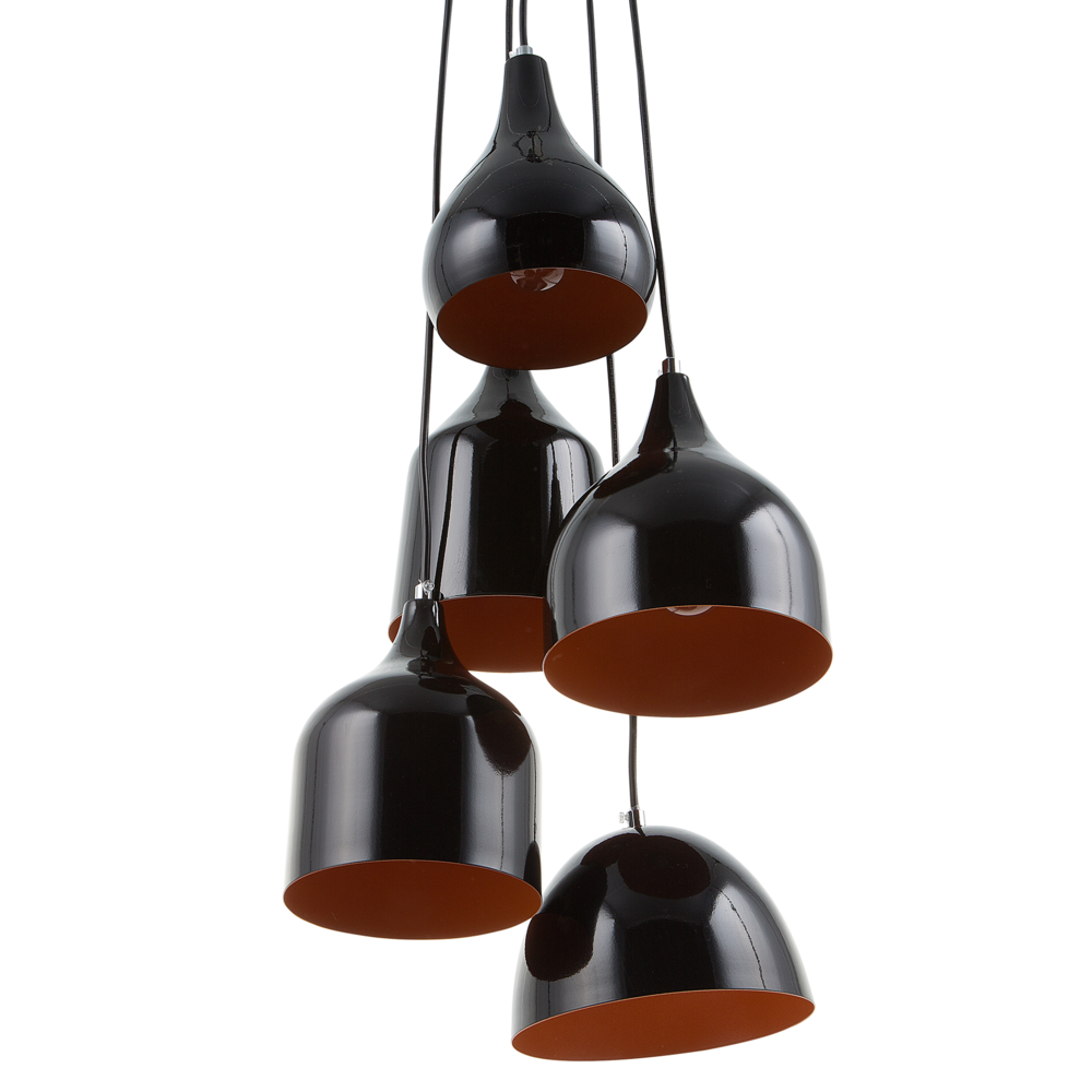 Lampada a sospensione a 5 luci Lampada a sospensione moderna a grappolo in metallo Nero