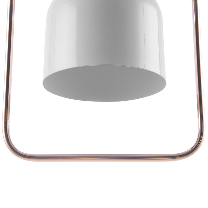 Lampada in Metallo Bianco con Struttura in Rame Stile Industriale 121 cm