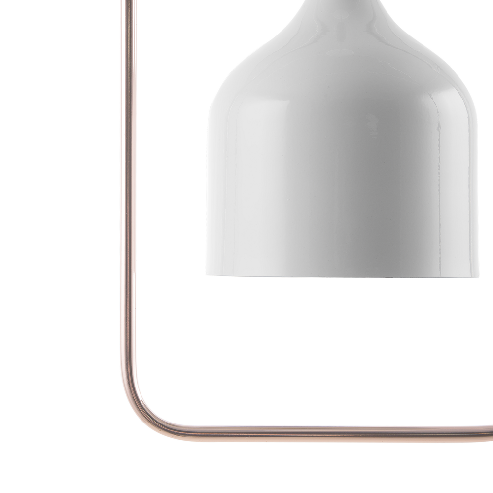 Lampada in Metallo Bianco con Struttura in Rame Stile Industriale 121 cm