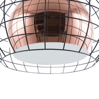 Lampada da Soffitto in Metallo Ramato con Paralume a Gabbia 128 cm