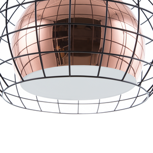 Lampada da Soffitto in Metallo Ramato con Paralume a Gabbia 128 cm