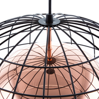 Lampada da Soffitto in Metallo Ramato con Paralume a Gabbia 128 cm