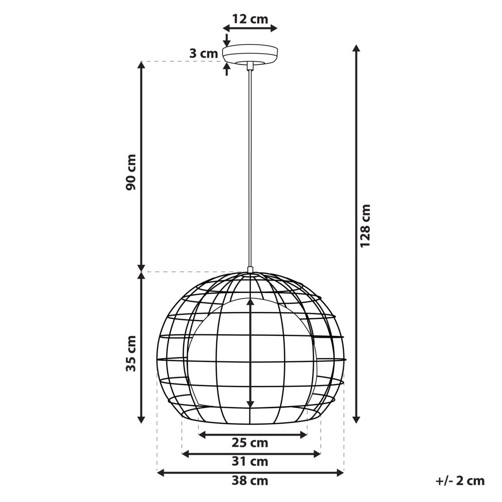 Lampada da Soffitto in Metallo Ramato con Paralume a Gabbia 128 cm