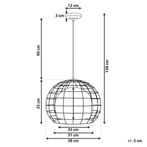 Lampada da Soffitto in Metallo Ramato con Paralume a Gabbia 128 cm