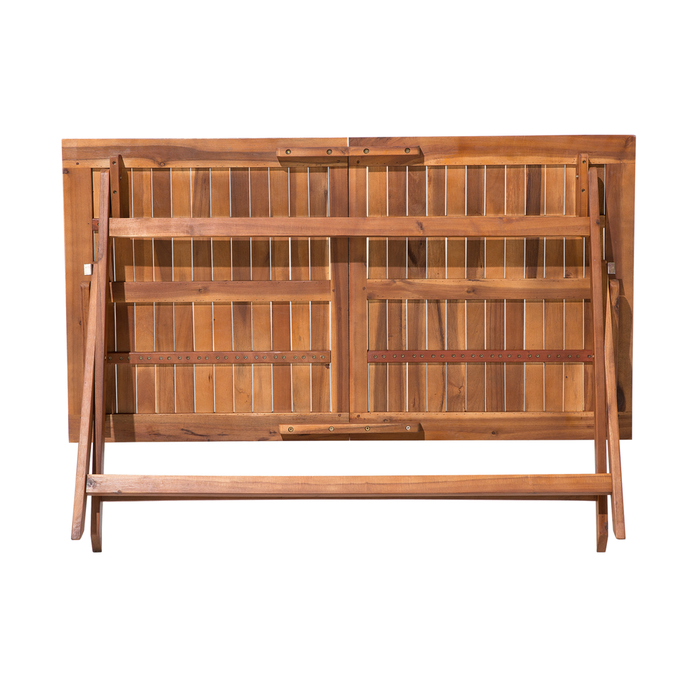 Tavolo da pranzo da giardino in legno di acacia scuro 140 x 75 cm pieghevole da esterno a 6 posti rettangolare