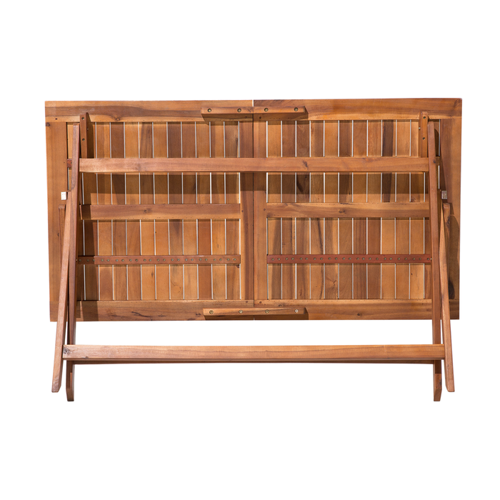 Tavolo da pranzo da giardino in legno di acacia scuro 140 x 75 cm pieghevole da esterno a 6 posti rettangolare