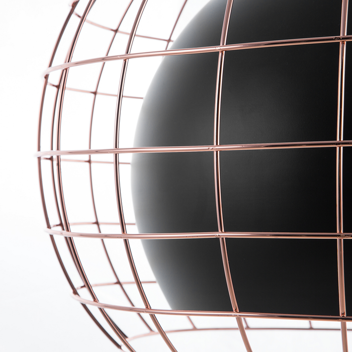 Lampada da Soffitto in Metallo Nero con Paralume a Gabbia 128 cm