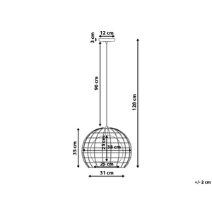 Lampada da Soffitto in Metallo Nero con Paralume a Gabbia 128 cm