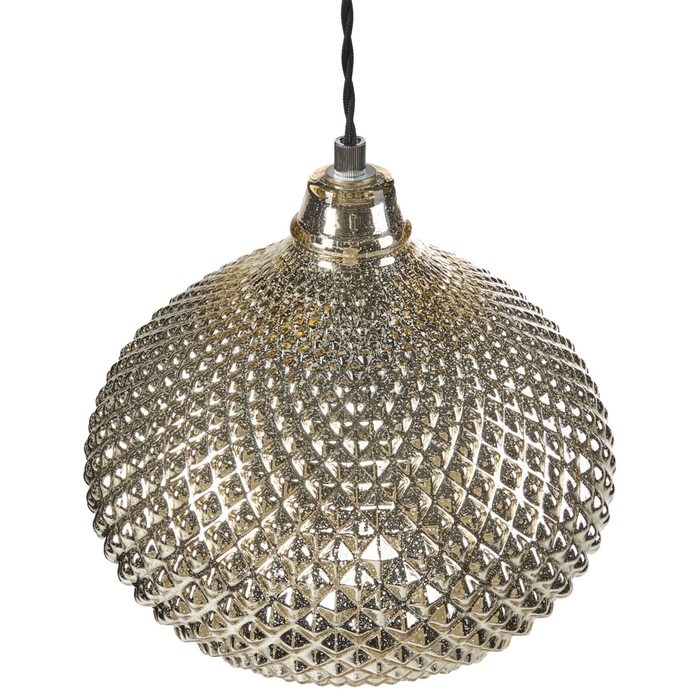 Lampada con Paralume in Vetro Dorato Intagliato Design Glamour 88 cm soggiorno camera da letto