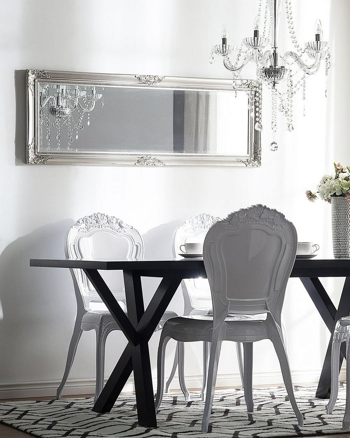 Set di 2 sedie da pranzo bianche in acrilico con schienale solido impilabili design vintage