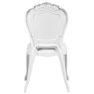 Set di 2 sedie da pranzo bianche in acrilico con schienale solido impilabili design vintage