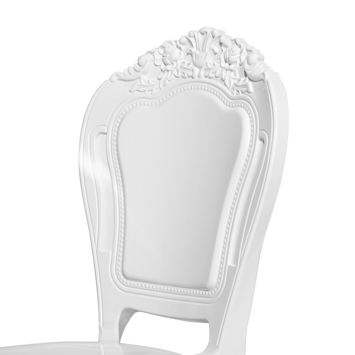 Set di 2 sedie da pranzo bianche in acrilico con schienale solido impilabili design vintage