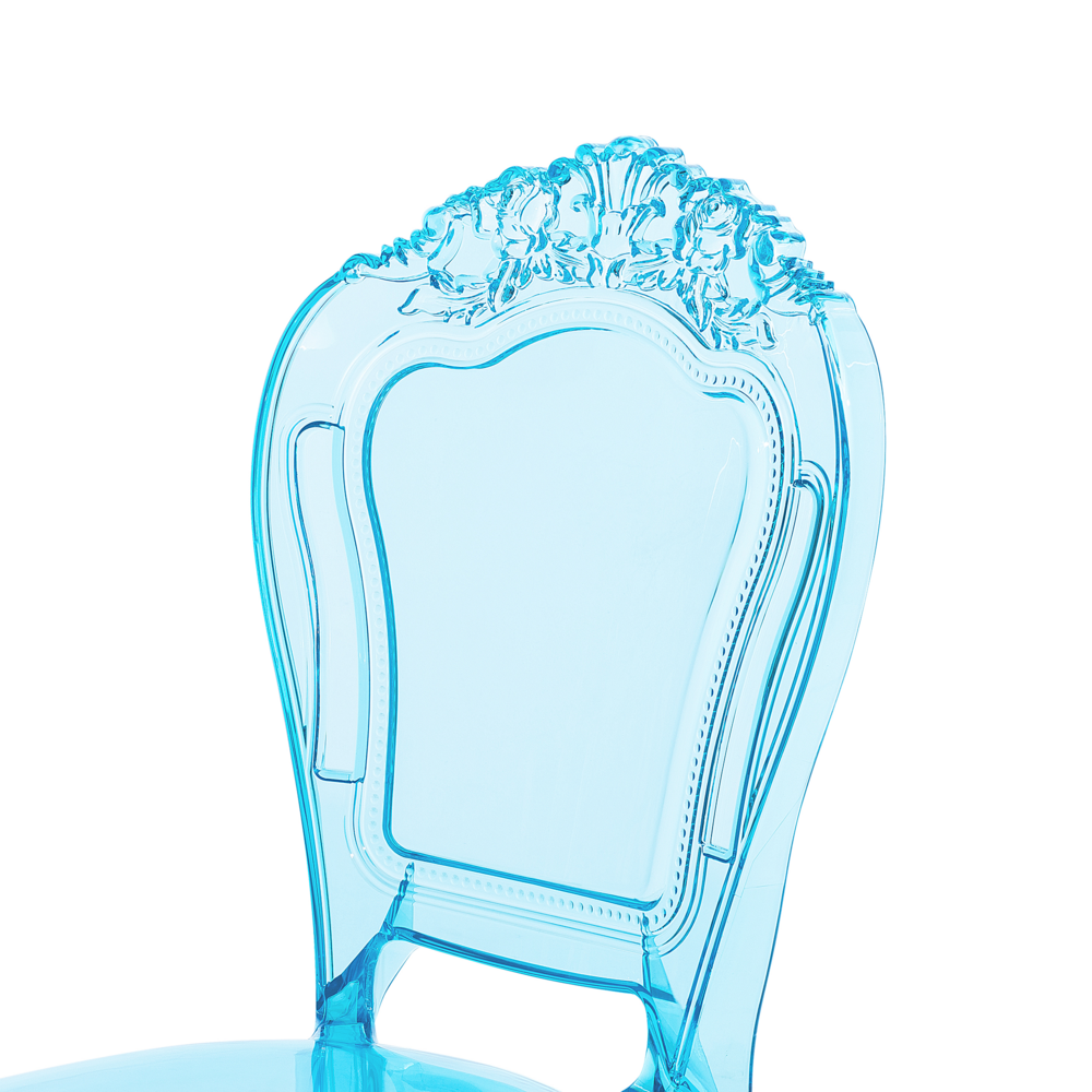 Set di 2 sedie da pranzo blu trasparente acrilico solido schienale senza braccioli impilabili design moderno vintage