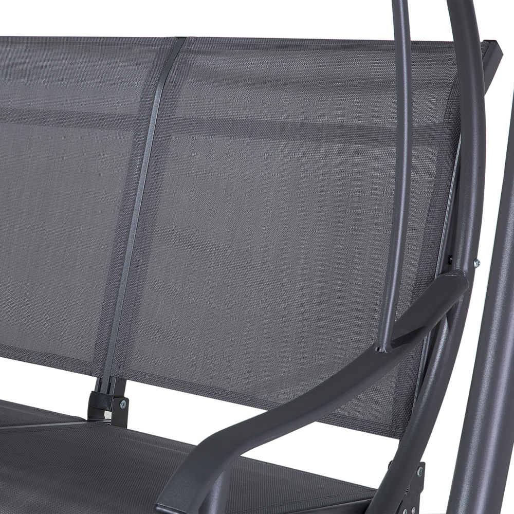 Altalena da giardino in tessuto grigio con struttura in acciaio Patio 2 posti con baldacchino