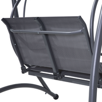 Altalena da giardino in tessuto grigio con struttura in acciaio Patio 2 posti con baldacchino