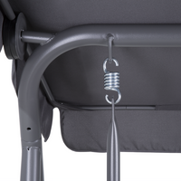 Altalena da giardino in tessuto grigio con struttura in acciaio Patio 2 posti con baldacchino