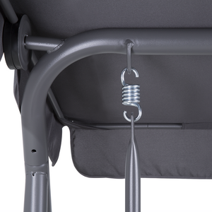 Altalena da giardino in tessuto grigio con struttura in acciaio Patio 2 posti con baldacchino