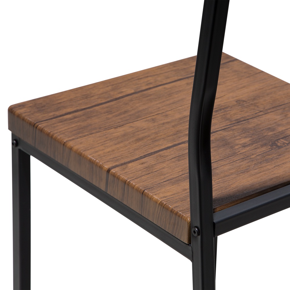 Set di 6 sedie da pranzo in legno scuro con gambe in metallo da cucina industriale