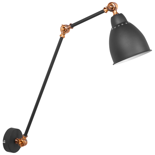 Faretto da parete Nero con luce da lettura a braccio lungo in metallo bianco dal design moderno